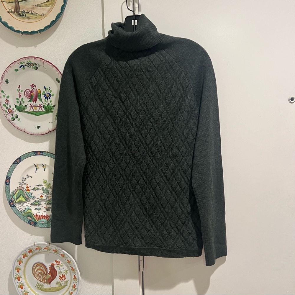 Lela Rose Emerald Cable Knit Turtleneck Sweater